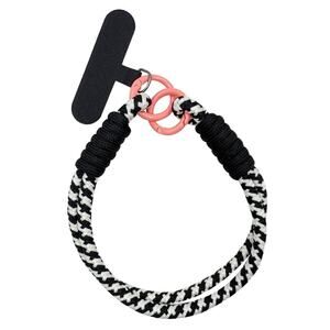 Black White Layered Rope Phone Carrier Strap Wristlet